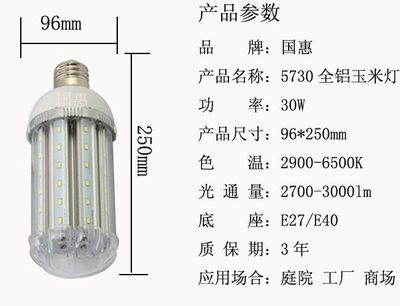 廠家專業(yè)生產(chǎn)LED玉米燈 全鋁材散熱30wLED玉米燈5730 價(jià)格